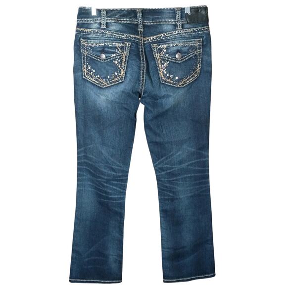 Silver Suki Mid Rise Slim Bootcut Embellished Pockets Cotton Stretch, Women 31 - Picture 2 of 7